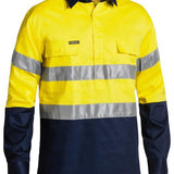 Bisley Hi Vis Closed Front Taped Long Sleeve Drill Shirt