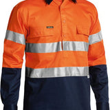 Bisley Hi Vis Closed Front Taped Long Sleeve Drill Shirt