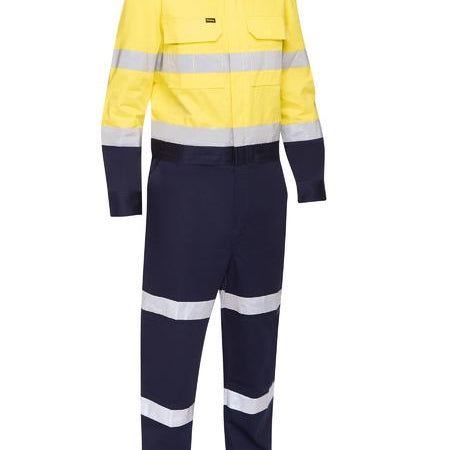 Bisley Taped Hi Vis Work Coverall With Waist Zip Opening