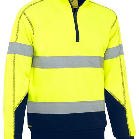 Bisley Taped Two Tone Hi Vis Contrast Stretchy 1/4 Zip Pullover
