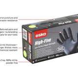 ESKO HIGH FIVE Heavy Duty Industrial Black Nitrile Disposable Gloves