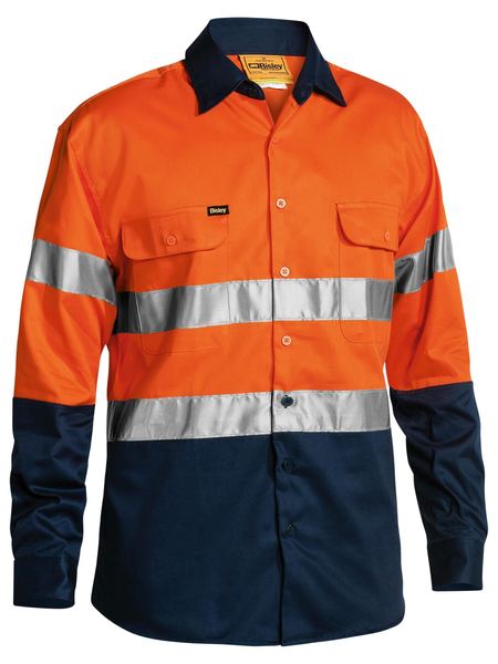 Bisley Hi Vis Taped Long Sleeve Drill Shirt