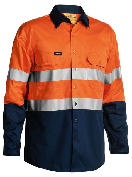 Bisley Hi Vis Taped Long Sleeve Lightweight Shirt