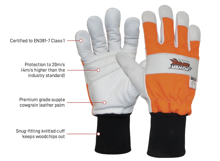 Esko Safety-POWERMAXX Ballistic Class 1 Chainsaw Protection Glove, Sizes S-2XL-Discount Workwear NZ