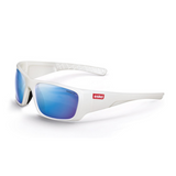 Hawaii Safety Glasses, Pearl White Frame, Polarised Blue Mirror Lens