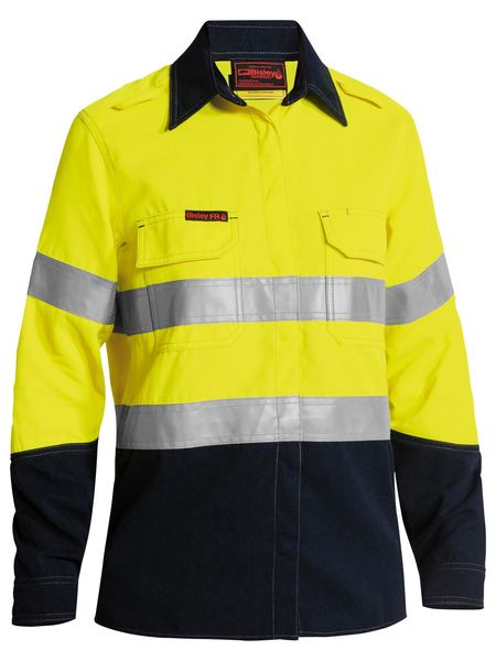 Bisley Women's Tencate Tecasafe Plus 700 X Taped Hi Vis TTMC FR Vented Shirt