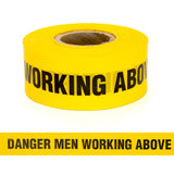 Barrier Warning Tape "DANGER MEN WORKING ABOVE" Yellow/Black, 75mm x 250m