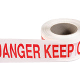 Economy Barrier Warning Tape "DANGER KEEP OUT" Red on White, 75mm x 250m