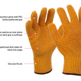 PVC glove yellow honeycomb patterned, specialty coated polycotton