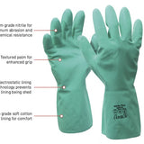 Nitrile Chemical Glove 30cm long, flock impregnated, GREEN Sizes S-3XL
