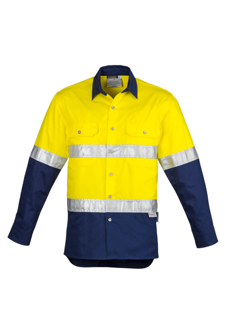 Syzmik Mens Hi Vis Industrial L/S Shirt - Hoop Taped