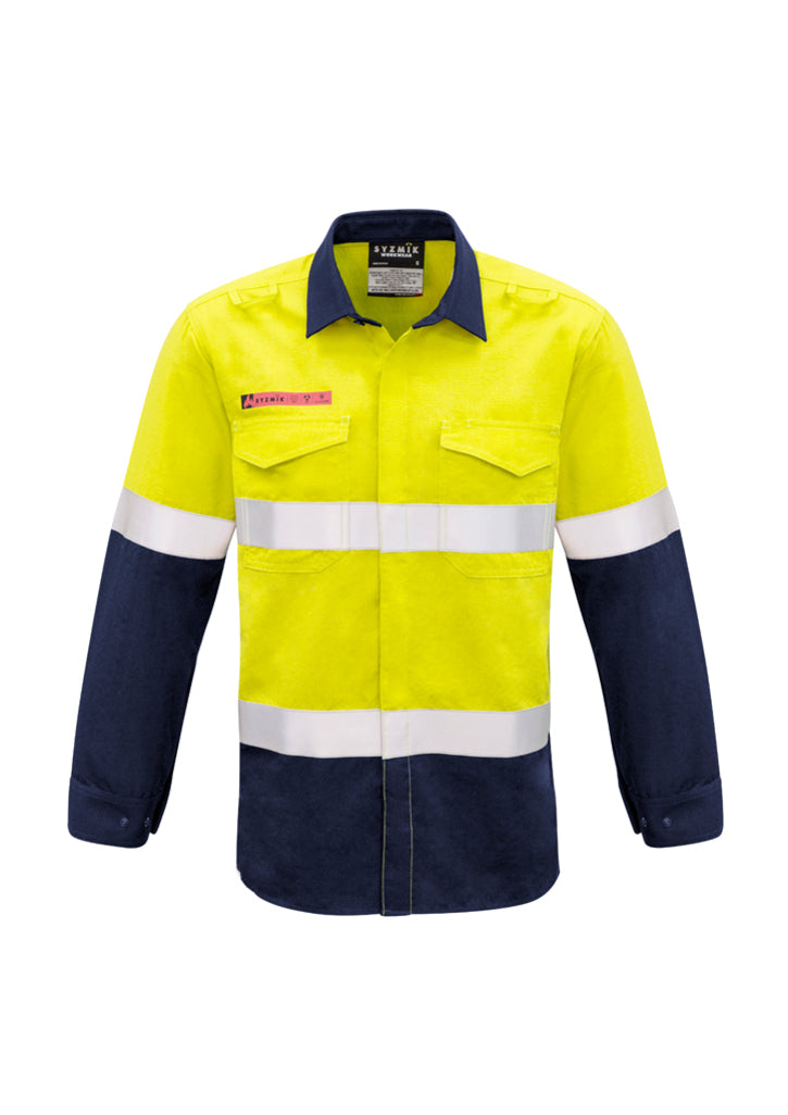 Syzmik Mens Red Flame Hi Vis Shirt - Hoop Taped