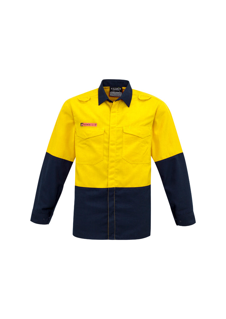 Syzmik Mens Red Flame Hi Vis Spliced Shirt